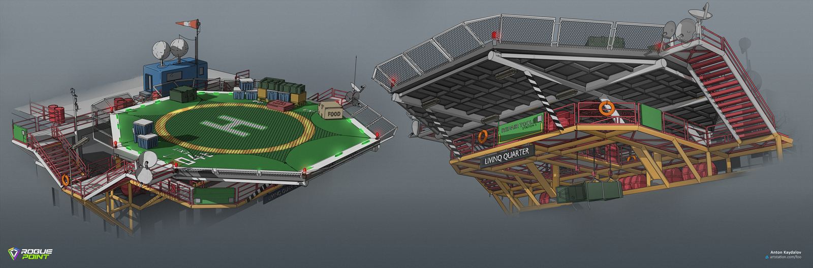 Oil rig helipad concept art